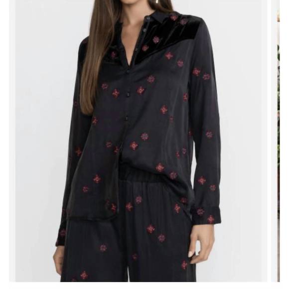 NEW JOHNNY WAS maxine western seamed shirt in black